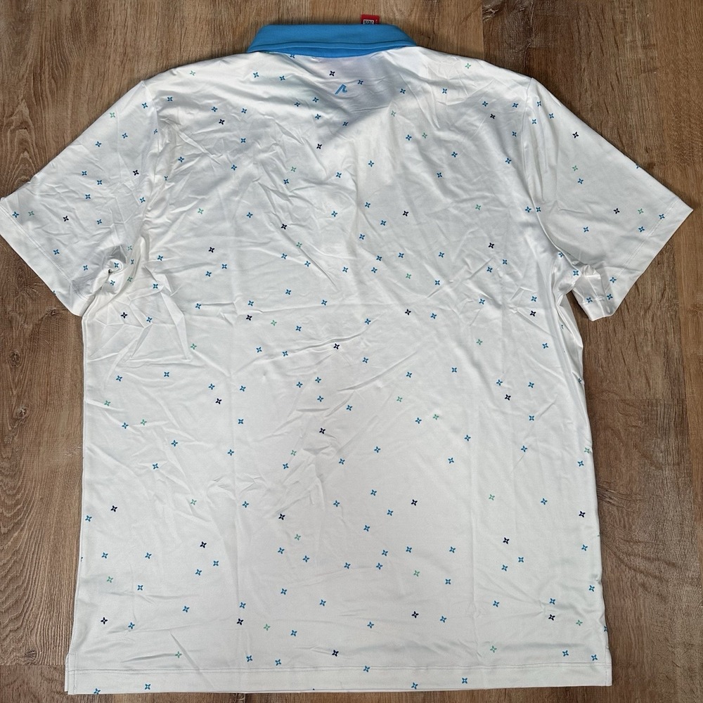 NEW Redvanly Men's Size XL Short Sleeve White  Blue Shirt Savile Polo Golf - Picture 7 of 9
